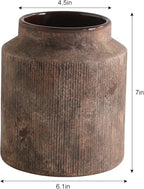Farmhouse Vase for Home Decor, Vintage Rustic Terracotta Flower Vase Suitable for Home Decor, Living Room, Shelf, Dining Table. 7IN （Red Rust Color）