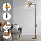 Arc Floor Lamp for Living Room with Timer, Stepless Dimmable,Height Adjustable Modern Reading Standing Lamps for Living Room,Reading Room,Office,LED Bulb Included (Brown-DM)