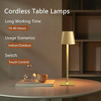 4 Pack Gold Cordless Table Lamps for Gifts, Portable Rechargeable Lamp, 6000mAh Battery Operated lamps, 3 Color Dimmable LED Table Light for Holiday, Christmas, Graduation Gifts, Teacher Gifts