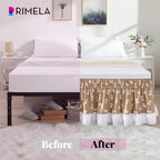 RIMELA Camel Elastic Bed Skirt King Szie 14 inch Drop, Cal King Bedskirt Easy to Put On, Solid Wrap Around Dust Ruffle, Fade Resistant Silky Fabric Machine Washable