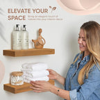 Homeforia 12 inch Golden Oak Floating Shelf, High End Solid Real Wood 12inch Small Floating Shelves for Wall Mounted, Oak Wooden 12in Floating Shelves, Heavy Duty Bracket, 12 X 6.5 X 1.75 in, Set of 4