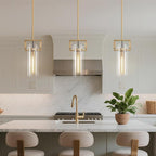 Modern Brass Island Pendant Lights 2 Pack,12'' Glass Light Pendant,Gold Kitchen Island Pendant Light Fixtures,Farmhouses Pendant Light, for Kitchen,Dining Room,Bathroom,Bulbs Included