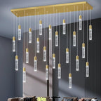 24-Lights Modern Crystal Chandeliers LED Pendant Light for Kitchen Island Dining Room Entrance Foyer Living Room 6000K Gold