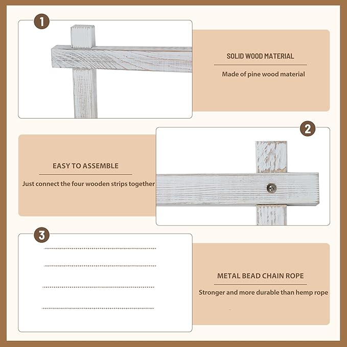 Collage Picture Frame,Photo Display Board,Hanging Pictures Frames with Clips for Graduation Birthday Party,Dorm Photo Card Wall Decor Hanger Holder,Upgraded,Easy To Assemble,Large(White）