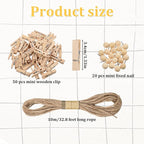 32.8 Ft Hanging Photo Display String with 50 Clips, Boho Picture Frame Wall Decor Banner Art Holder String for Bedroom Room Dorm Cubicle Office Decor