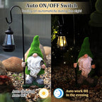 Flocked Solar Garden Gnomes Outdoor Statues 15.8”Outdoor Garden Decor LED Outdoor Decor Light Unique Housewarming Gifts Yard Art Sculptures for Patio Lawn Ornaments