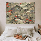 Asian Tapestry, Japanese Red Landscape, Bedroom & Living Room Decor, 40"x30"
