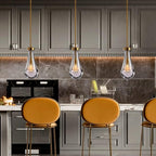 Modern Brass Rod Pendant Light Set of 2, Raindrop Pendant Lights Kitchen Island, Gold Pendant Light, Teardrop Interior pendant light in The Kitchen Island Living Room Bedroom Bathroom, Including Bulb