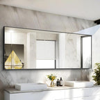 30x72inch Bathroom Mirror, Black Rectangle Mirror with Thin Frame, Large Rectangular Wall Mirror for Bathroom, Living Roomm, Hair Salon, Big Farmehouse Mirror Hang Horizontal/Vertical