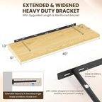 Dreamland 40" Floating Shelves for Wall, 12" Deep Slim Oak Floating Shelves, Wall-Mounted Shelves for Bedroom, Living Room, Kitchen, Bathroom - Set of 2