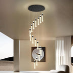 16-Light Black Crystal Chandelier for Foyer Entrance Loft 118" Long Spiral Stair Bubble Crystal Chandelier for High Ceiling Lighting Fixtures LED Lampara, Dimmable 3000K-6000K