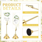 20 Pcs Table Number Holders 4/6/8/10 Inch Metal Place Card Holders with Alligator Clip Heavy Base Wedding Table Number Stand Picture Photo Clip for Banquet Party Birthday Restaurant(Gold)