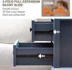 18" Wide End Table with Fast Charging Station Set of 2, 18” Wide Sofa Side Table with Drawers,End Table with Drawers for Living Room,Blue