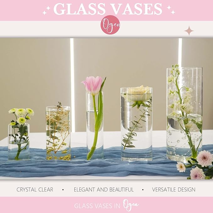 60pcs New & Improved Glass Vase Cylinder Vases for Centerpieces Small Flower Glass Clear Vases Home Decor Centerpiece Table Flower Vase Decorations for Wedding Decoration＆Holiday Mixed Sizes Tall