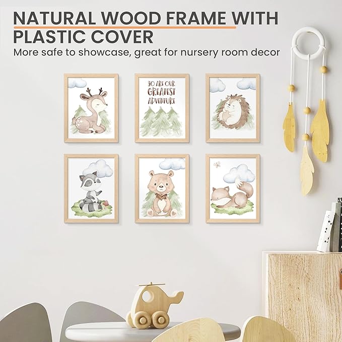 upsimples 8.5 by 11 Picture Frame, Natural Solid Wood Picture Frames, Display 6x8 with Mat or 8.5 x 11 Without, Wall or Tabletop, 1 Pack, Natural