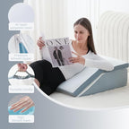 Leg Elevation Pillows for Sleeping, 6&8 Inch Adjustable Memory Foam Wedge Pillow for Legs, Knee Wedge Pillow for After Surgery, Swelling, Back Pain and Circulation