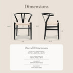 POLY & BARK Weave Dining Chair – Mid-Century Modern Wishbone Dining Chair with Arms, Solid Wood Frame, Indoor Use – Black – Single - Ideal for Dining Room, Kitchen or Stylish Accent Setting