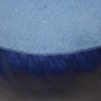 Round Shaped Goat Leather Handmade Eco-Friendly Blue Pouf - Round Shape Pouf, 14" x 14"x 14", Plain Solid Pouf, Goat Leather Pouf, Recycled Cotton Filled Stuffed Pouf, Leather Seating Pouf PF12