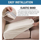 H.VERSAILTEX Velvet Stretch Couch Cushion Cover Plush Cushion Slipcover for Chair Loveseat Sofa Cushion Furniture Protector Seat Cushion Sofa Cover (2 Piece Large Sofa Cushion Covers, Ivory)