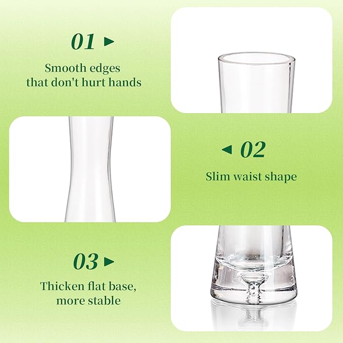 Hewory Glass Bud Vases for Centerpieces Set of 6, Handmade Modern Clear Small Skinny Decorative Single Flower Vase, Minimalist Slim Floral Vase for Home Wedding Party Events Table Decor, 7.87"