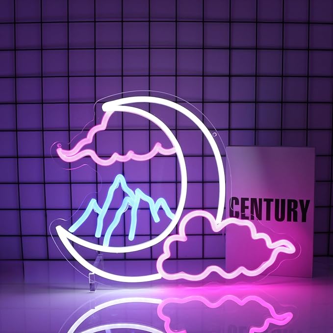 Cloud Moon Mountain Neon Sign Led Neon Lights Neon Signs for Wall Decor Light Up Sign for Birthday Party Club Gift