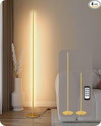 EDISHINE LED Corner Floor Lamp, Dimmable Standing Light with Remote, 7 Color Temperature 2700K-6000K, 57.5" Modern Floor Lamp for Bedroom, Living Room, Office, Gold