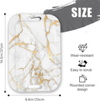 Serving Trays with Handles, 14.5 x 9.8 inch Rectangular Plastic Tray for Restaurant, Kitchen, Golden White Marble