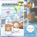 Shell Vase Set of 3 Coastal Vase,Small Starfish Seashell Flower Glass Vases Handcrafted for Beachy Decor,Beach Wedding/Party Beach Home Decor (Clear)