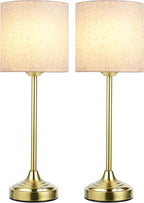 Rechargeable Table Lamp, 2-Pack, 8000mAh, Dimmable, 2700K, Touch Control, Portable, LED, Wireless, Cordless, Battery Operated, Desk Lamp, Kitchen Lamp, Fabric Shade, for Dining Room, Living Room