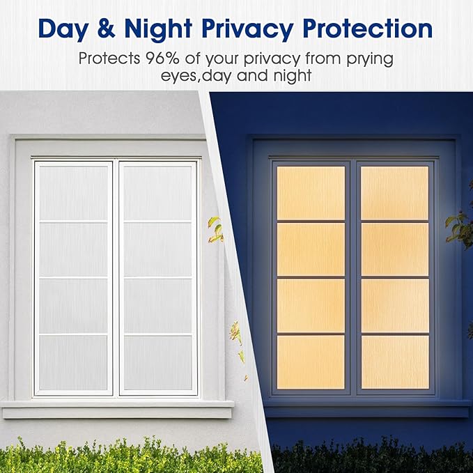 Privacy Window Film Static Cling, Frosted Glass Decorative Window Film with 96% UV Blocking, Non-Adhesive Removable Window Cling for Home Office Bathroom, 35.4 x 78.7 Inches, White