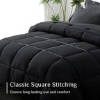 JOLLYVOGUE Full Comforter Set, Ultra-Soft Bed in a Bag Full Size 7 Pieces, Oeko-TEX Certified Bedding Set with Down Alternative Comforter, Sheets, Pillowcases & Shams, Black