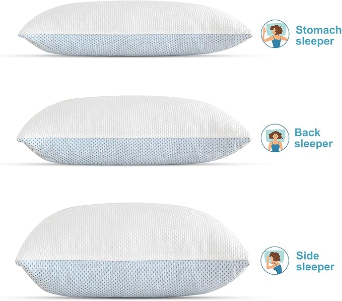 Cooling Pillow for hot Sleepers - Pillow for Side and Back Sleeper - Adjustable Bed Pillows Queen for Neck and Shoulder Pain Relief - Shredded Memory Foam Cooling Gel Pillow with Extra Fill