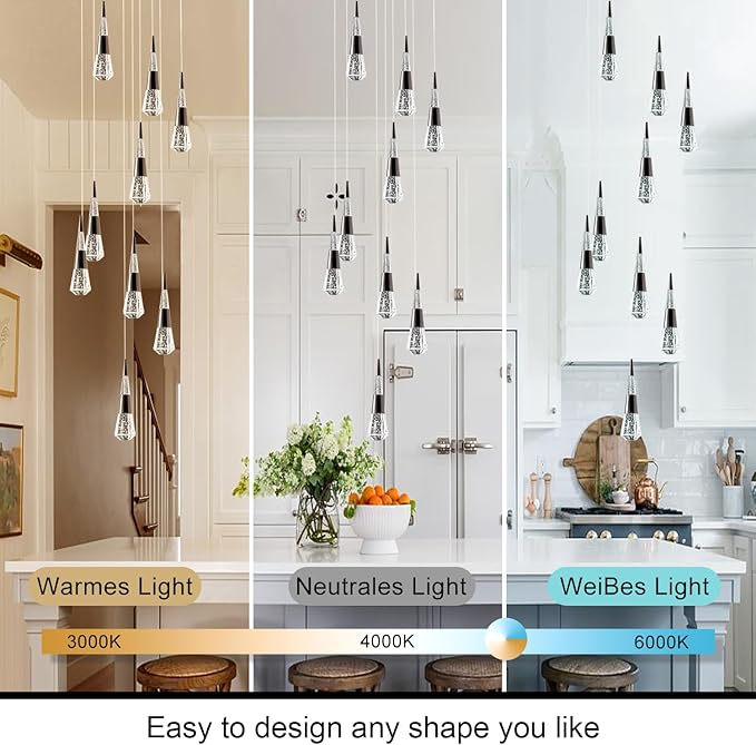 Led Chandelier,9 Light Black Modern Chandelier for High Ceiling Luxury Modern Pendant Light Fixture, Black Modern Led Chandelier for Foyer Dimmable with Remote