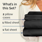 Twin XL Sheets Set 4 Piece - Includes 2 Pillowcases - Bed Sheets Twin XL Size - Soft Hotel Luxury Bedding - Cooling, Comfy and Breathable - 1 Flat & 1 Fitted & 2 Pillowcases w/ Deep Pockets - Black