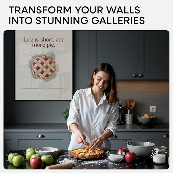 Homeforia 22x28 Poster Frame Black, High End Metal 22 x 28 Large Picture Frames with Mat 18 x 24 for Photo, 22x28 Thin Frame Matted to 18x24 inch Print, 28x22 Frame, Tempered Glass, Wall Kit, Set of 1