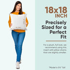 Pillowflex Synthetic Down Pillow Insert - 18x18 Down Alternative, Ultra Soft Throw Pillow, Couch Sham, Bed Sleeping Accent Pillow - 1 Decorative Accent Form