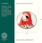 Vietri Old St. Nick Cookie Plate, 8.25"L Handmade Snack/Dessert/Appetizer Dish