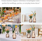 Glass Bud Vases Set of 64 - Amber Assorted Small Mini Glass Vases for Flowers, Crystal Vintage Vase Set, Bulk Centerpieces for Table Décor, Wedding, Home and Events (Amber, 64 Pcs)