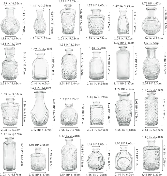 Bud Vases in Bulk 24, Clear Small Glass Vase for Centerpiece Table Decorations, Durable Mini Glass Vases for Flowers, Decorative Flower Vase for Wedding Decor, Party, Home Decor, Housewarming