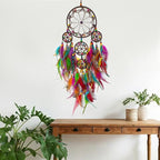 Large Dream Catcher Wall Decor Colorful Dream Catchers with Wooden Bead Handmade Feather Dreamcatcher Wall Hanging Ornament for Bedroom Living Room Home Decor