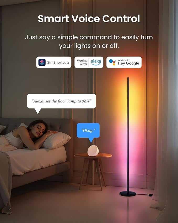 SwitchBot Smart RGBICWW App-Controlled Floor Lamp with Matter, Warm & Cool White, Alexa-Compatible Lamp, Works with Apple Home, Google Home – 1200lm Music Sync, Lamp for Living Room for Bedroom