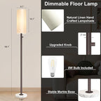 Dimmable Gold Floor Lamp for Living Room,Modern Standing Lamp with Marble Base,LED Bulb Included,Floor Lamps for Bedroom, Living Room,Office,Reading and Nursery(Brown Floor Lamp)