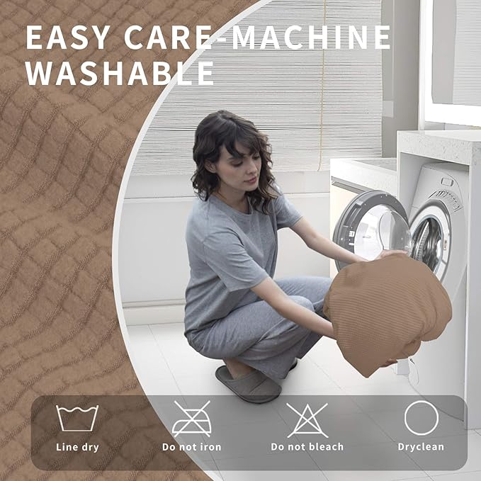 Easy-Going 4 Pieces Oversized Recliner Stretch Sofa Slipcover Sofa Cover Furniture Protector Couch Soft with Elastic Bottom Polyester Spandex Jacquard Fabric Small Checks Camel,X-Large