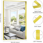 Gold Bathroom Mirror, 36x60 Inch Rectangular Deep Frame Mirror, Large Wall Mounted Bathroom Vanity Mirror Over Sink for Bedroom,Restroom, Living Room, Hangs Vertically or Horizontally