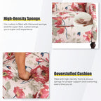 Upholstered Wingback Recliner Chair, Traditional Push Back Recliner Chair with Padded Seat, Fabric Floral Wingback Recliner with Wooden Legs, Small Recliners for Small Spaces