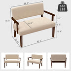 Accent Chair 2 Seat, Arm Chairs with Soft Seat and Armrests for Living Room, Love seat for Dining, Reading, and Waiting Rooms (Beige)