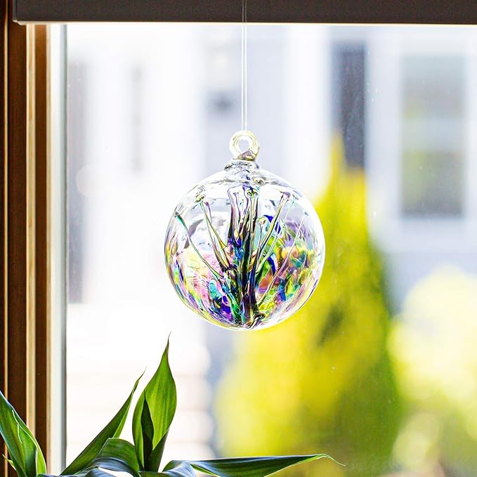 Luke Adams Handmade Glass Gazing Balls for Garden on Clearance – Hand Blown Glass Gazing Ball for Yard Décor – Decorative Garden Globe (Sea Sky Violet)