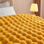 Lotus Karen Faux Fur Throw Blanket Ginger Yellow - Big Bubble Rabbit Fluff Blanket for Couch Bed Sofa,Softest Fluffy Fuzzy Cozy Blanket,Thick Furry Plush Shaggy Warm Blankets for Women,60x80 Inches