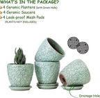 Succulent Planter for Indoor Plants, 4 Inch Small Ceramic Plant Pot with Drainage Holes and Saucers, Flower Pots for herb - Set of 4