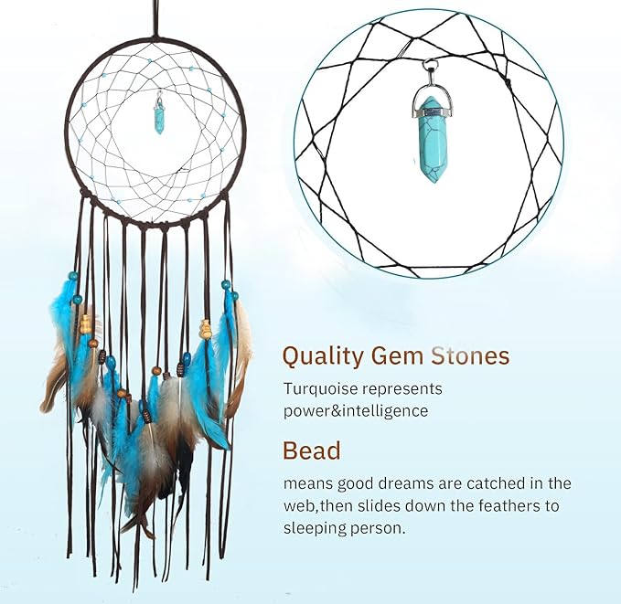 3PCS/LOT Star Moon Sun Shape Dream Catcher Home Decoration, and Baby Kids Room Accessory - Dream Catcher with Feather Decoration - Unique Home Craft Wall Pendant (Brown)